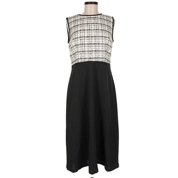 Ann Taylor Tweed Midi Black & White Dress - Picture 3 of 7